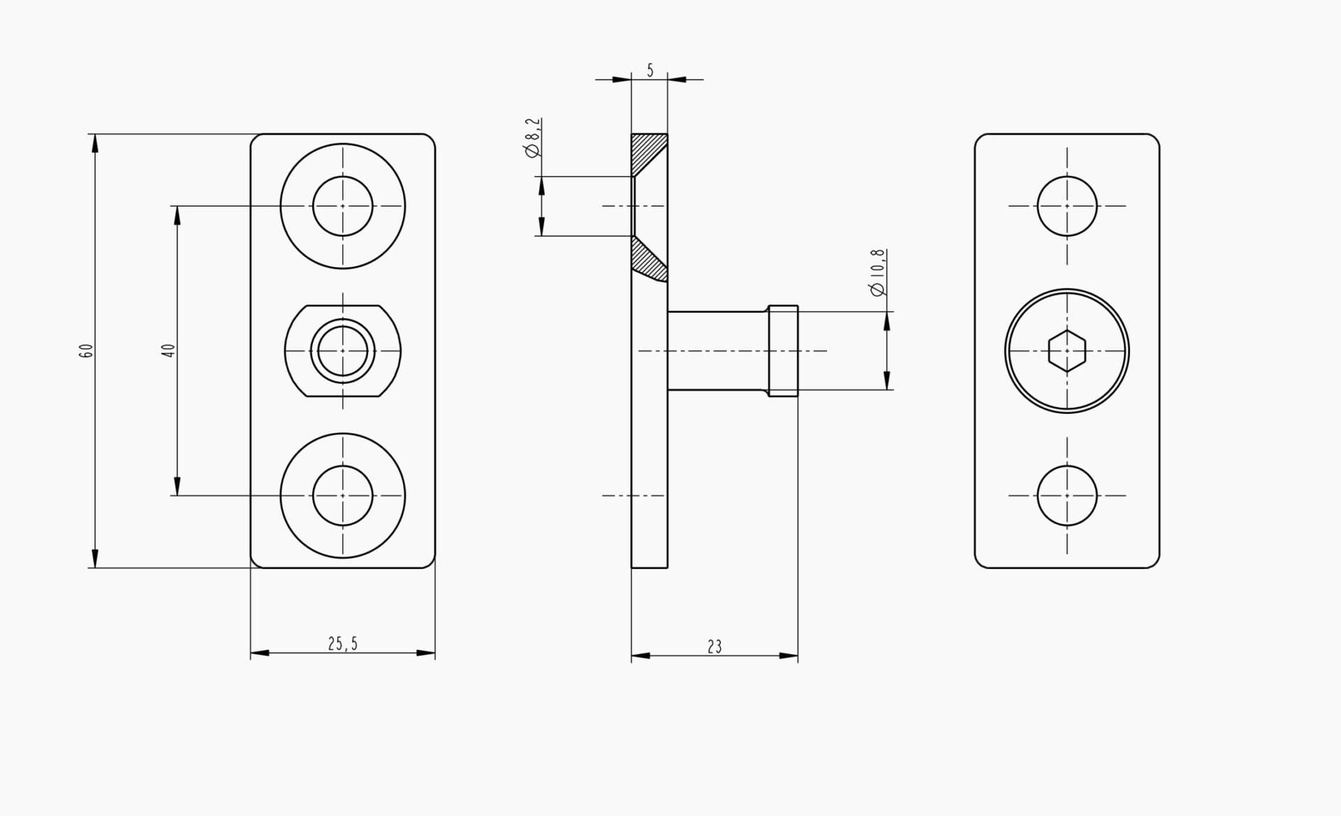 Technical drawing of the Makersan MO 020-02 striker.