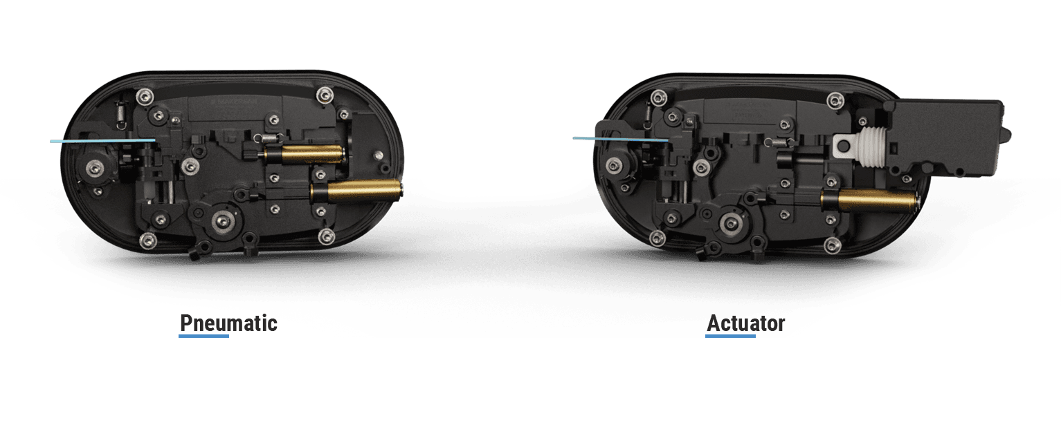 Rear views of the Makersan MO 032X-A-M handle with pneumatic and actuator mechanisms.
