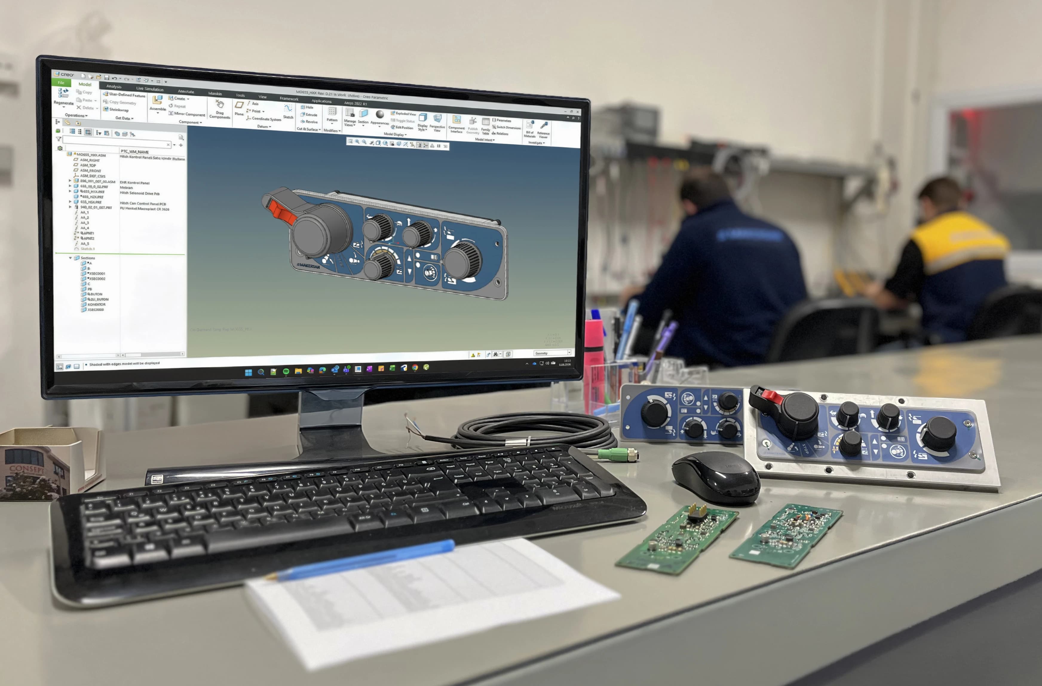 Engineers running endurance test benches in the Makersan R&D laboratory