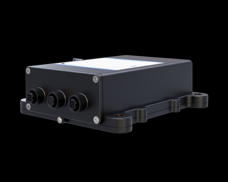 Makersan MO-720 wireless I/O module housing shown in dark rugged enclosure format for field connectivity.