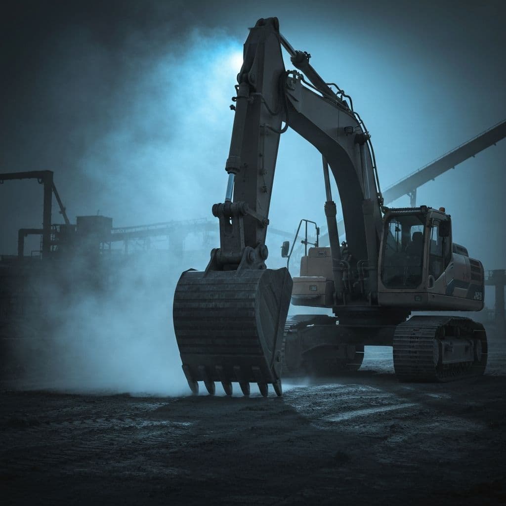 A construction excavator working on a worksite.