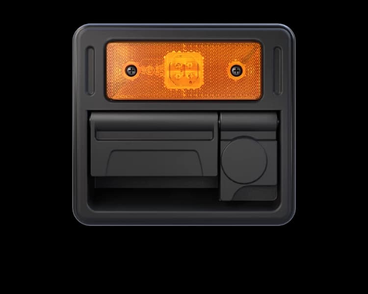 Makersan MO 022 / 024 luggage flap handle with integrated LED side marker.
