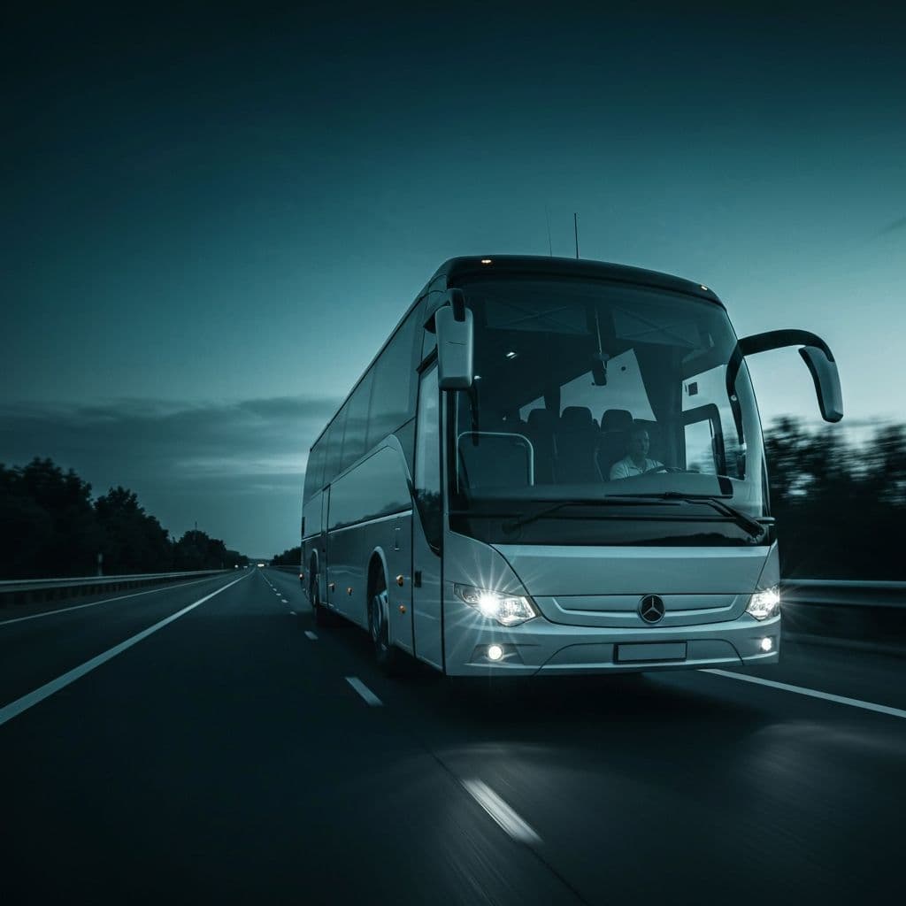 A city bus at a stop.