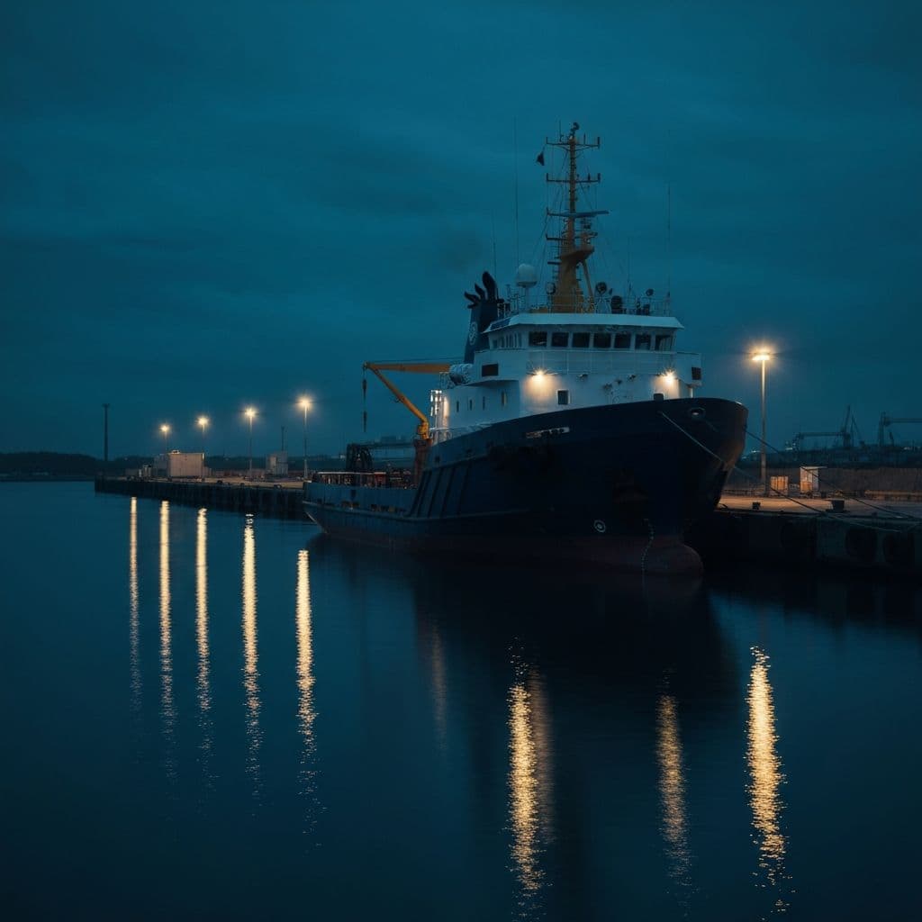 A boat underway on open water.