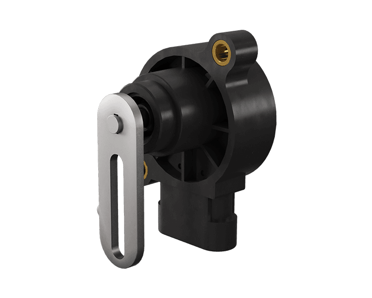 Makersan MO 450 rotary position sensor with shaft input and sealed compact housing.